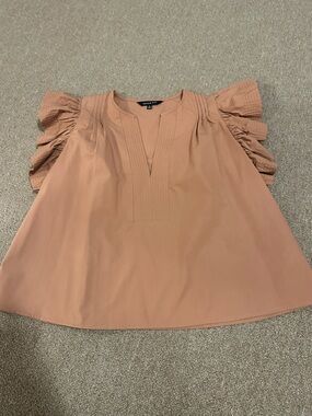 Strut & Bolt Terra Cotta Ruffle-Sleeve Split Neck Blouse- Never worn!
